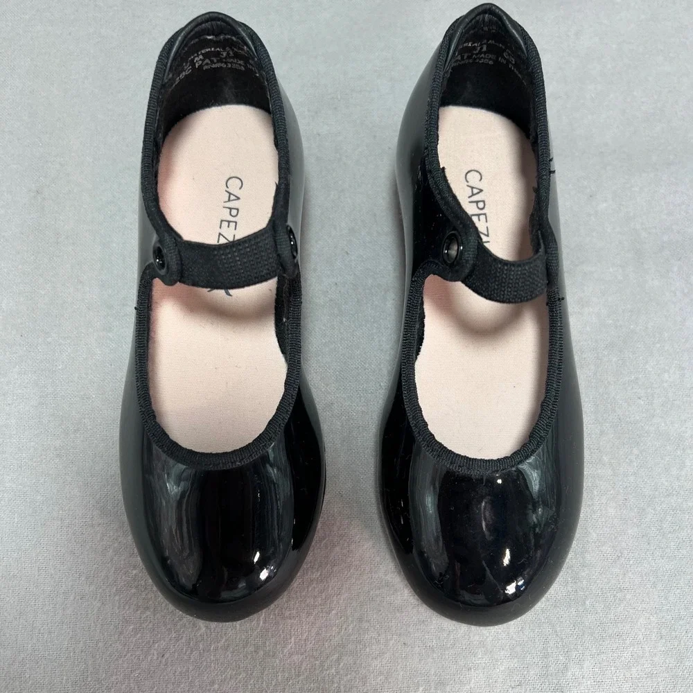 Capezio Jr. Tyette Tap Child Shoe Black Patent Leather Dance Mary Jane N625C 9M